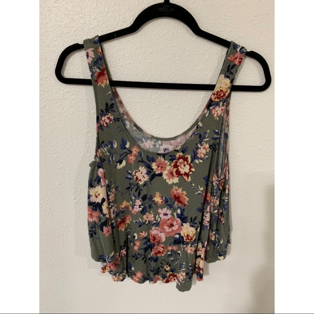 American Eagle green floral tank top